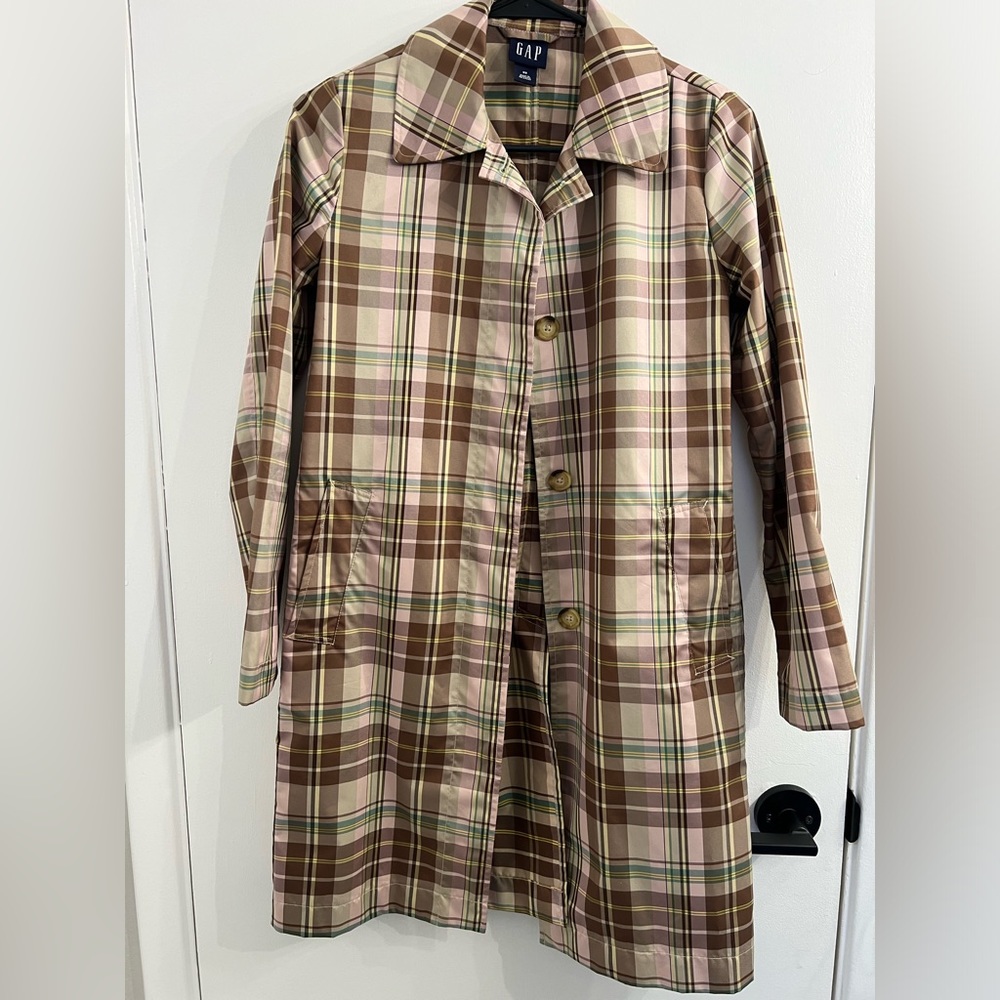 GAP Plaid Trench Rain Jacket XS